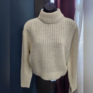 Classic Cream Turtleneck Knit Sweater
